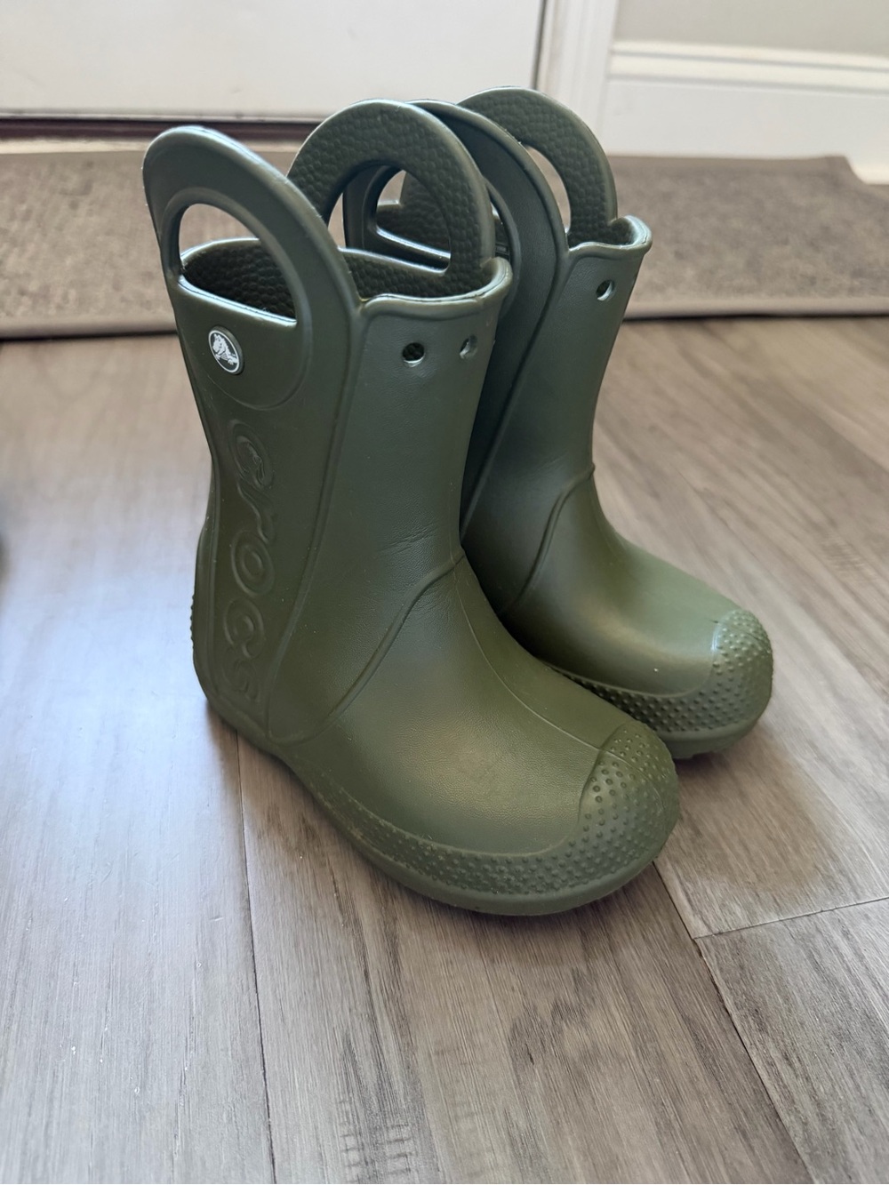 CROCS Kids Olive Green Waterproof Handle Rain Boots
